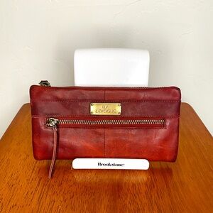 LeVogue Deep Red Real Leather Western Style Women's Clutch Wallet Country Style